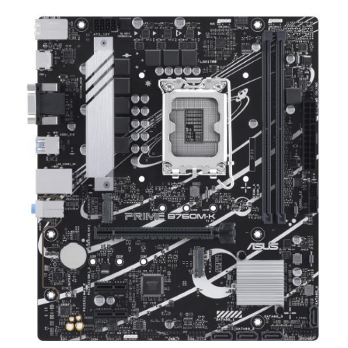 ASUS PRIME B760M-K SCHEDA MADRE INTEL B760 LGA 1700 mATX PCIE 4.0 DUE SLOT PCIE 4.0 M.2 DDR5 REALTEK 2.5GB ETHERNET VGA HDMI SATA 6 GBPS USB 3.2 FRONTALE GEN 1 AURA SYNC